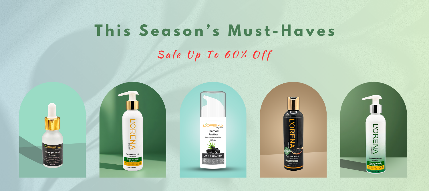 Promotional banner for Lorena products with sale text on a light green background
