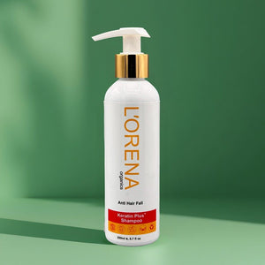 Lorena shampoo bottle on a green background