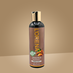 Lorena Organics almond hair oil for soft, shiny and deeply nourished hair