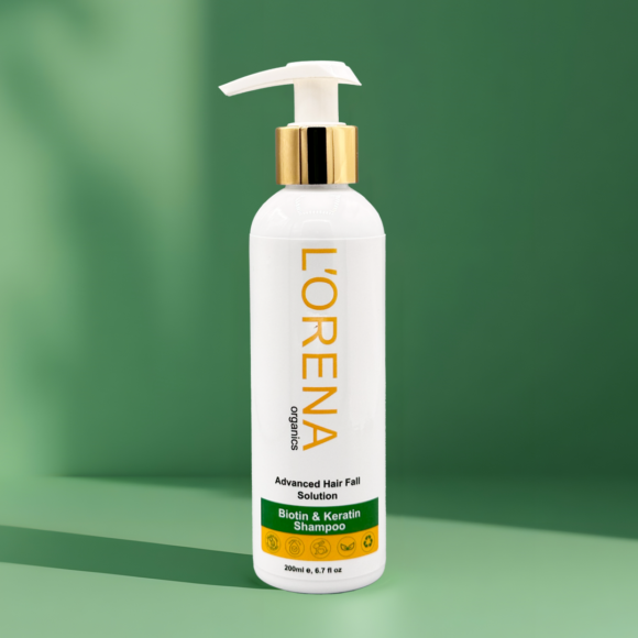Lorena Organics biotin and keratin shampoo for stronger, thicker and healthier hair