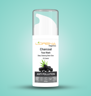 Lorena Organics charcoal face wash for deep cleansing and blackhead removal