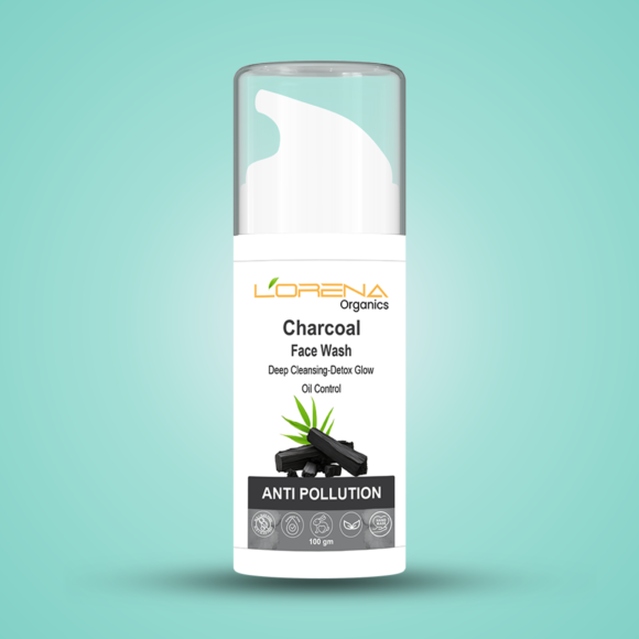 Lorena Organics charcoal face wash for deep cleansing and blackhead removal