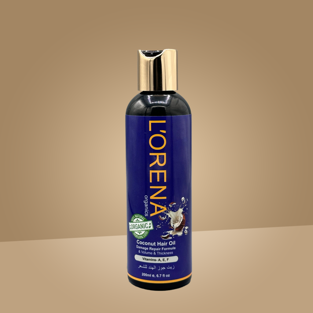 Lorena Organics coconut hair oil for deep nourishment and healthy hair growth