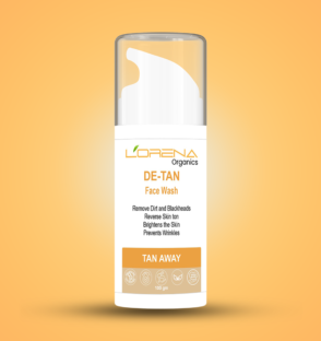 Lorena Organics de-tan face wash for removing tan and brightening skin