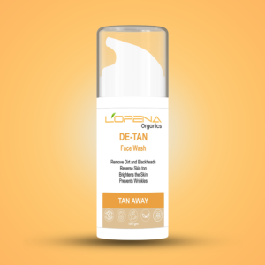 Lorena Organics de-tan face wash for removing tan and brightening skin